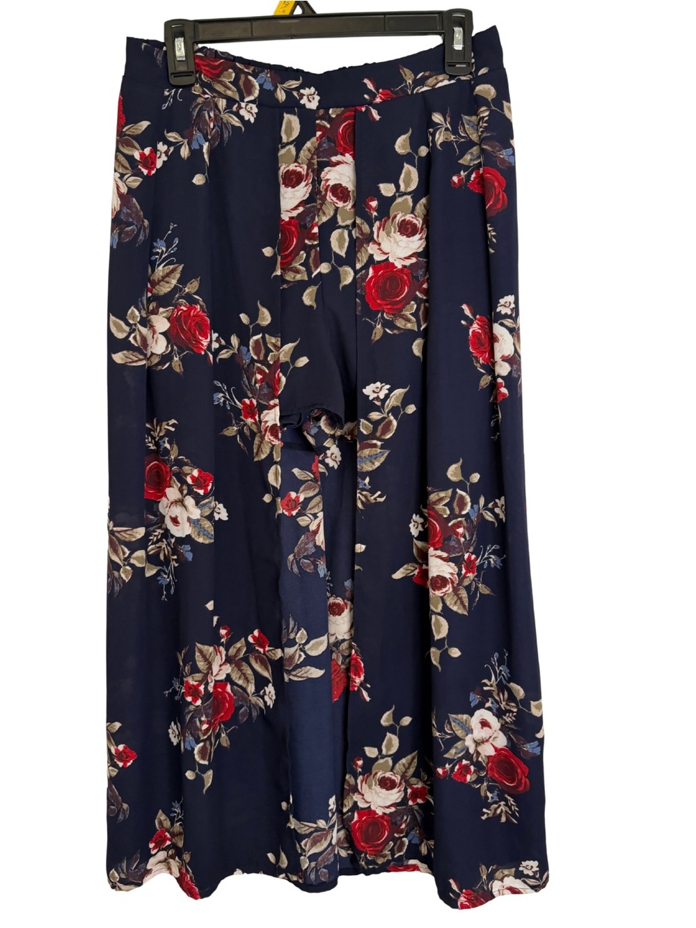 3/$20 Justify Navy Blue Floral Print Shorts with Attached Maxi Skirt Size Large